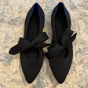 Rothy's Mary Jane Bow Tie Ballet Flat Point Shoes - Black